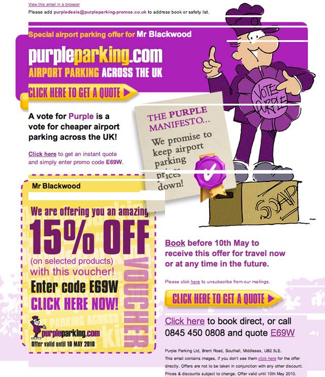 Purple Parking need to sort their emails out