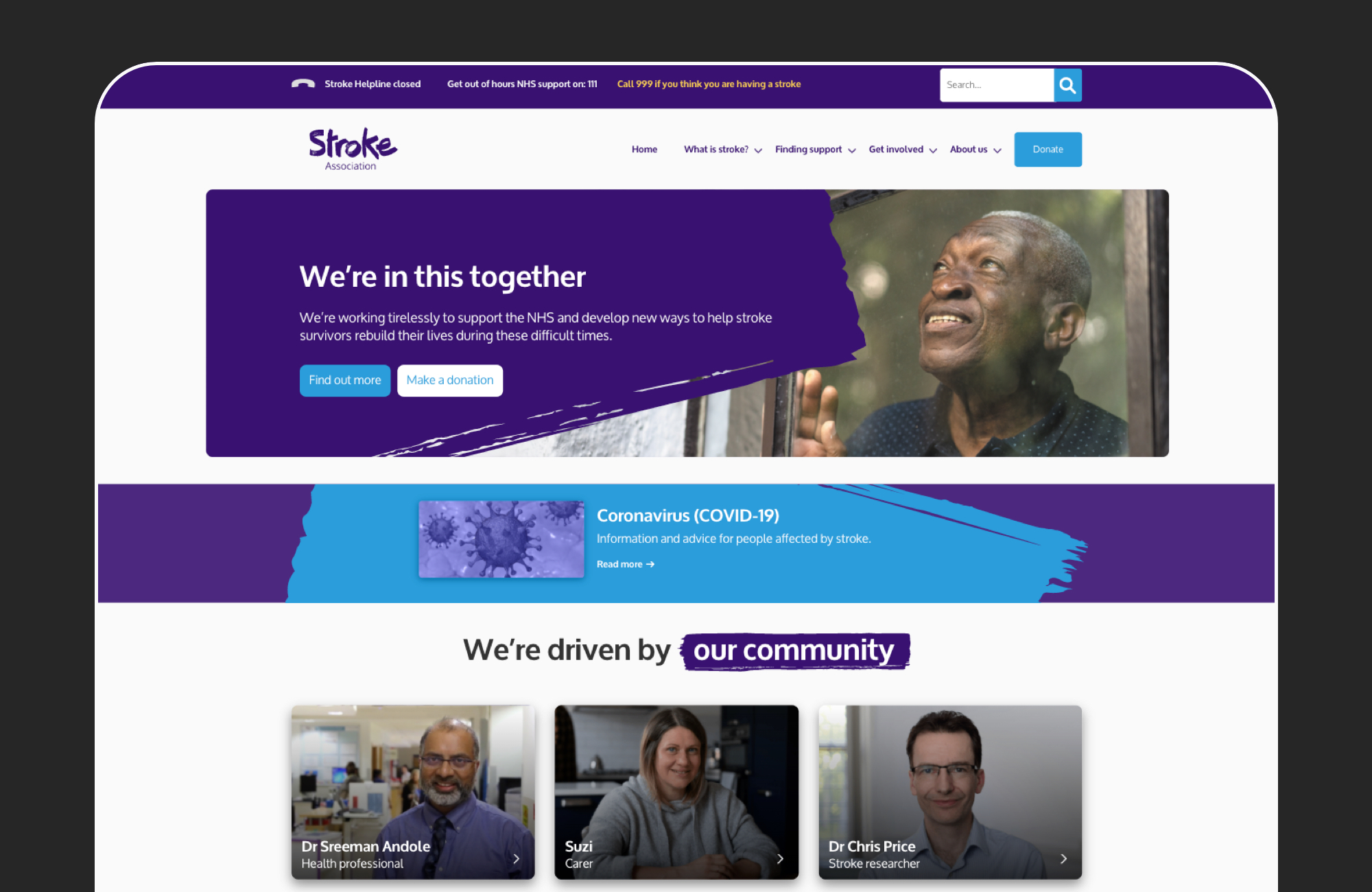 Stroke Association website screenshot